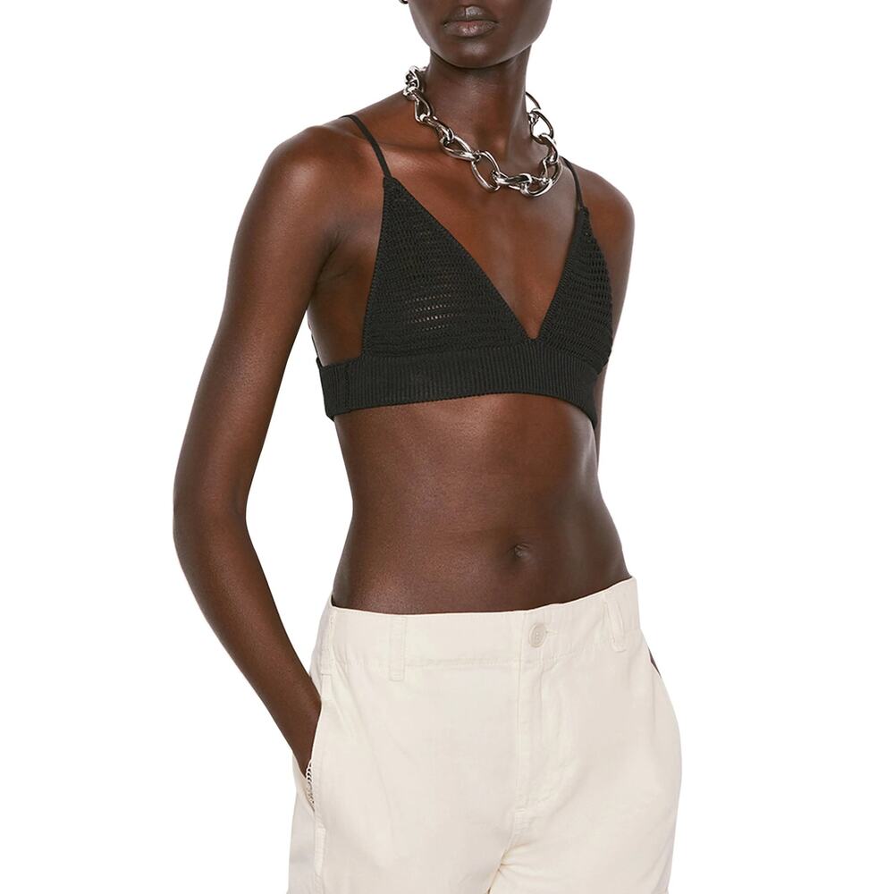 New Frame Crochet Bralette Top in Noir Women's Size L